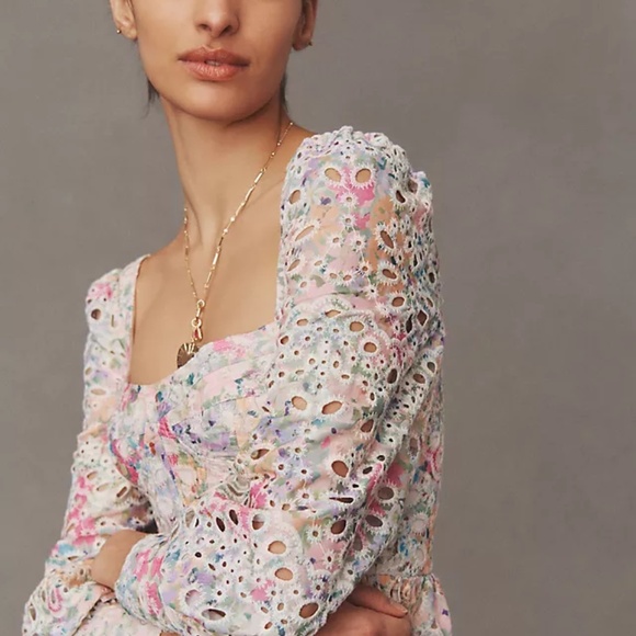 Bardot 'Lila' Eyelet Flounce Mini Dress in Pastel Floral (NWT) - Picture 4 of 5